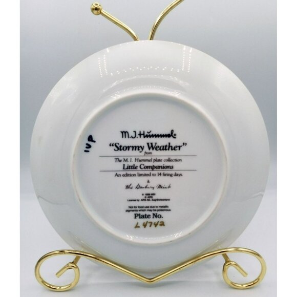 Hummel Stormy Weather Plate Little Companions Danbury Mint 1989 Limited Edition - Picture 5 of 11